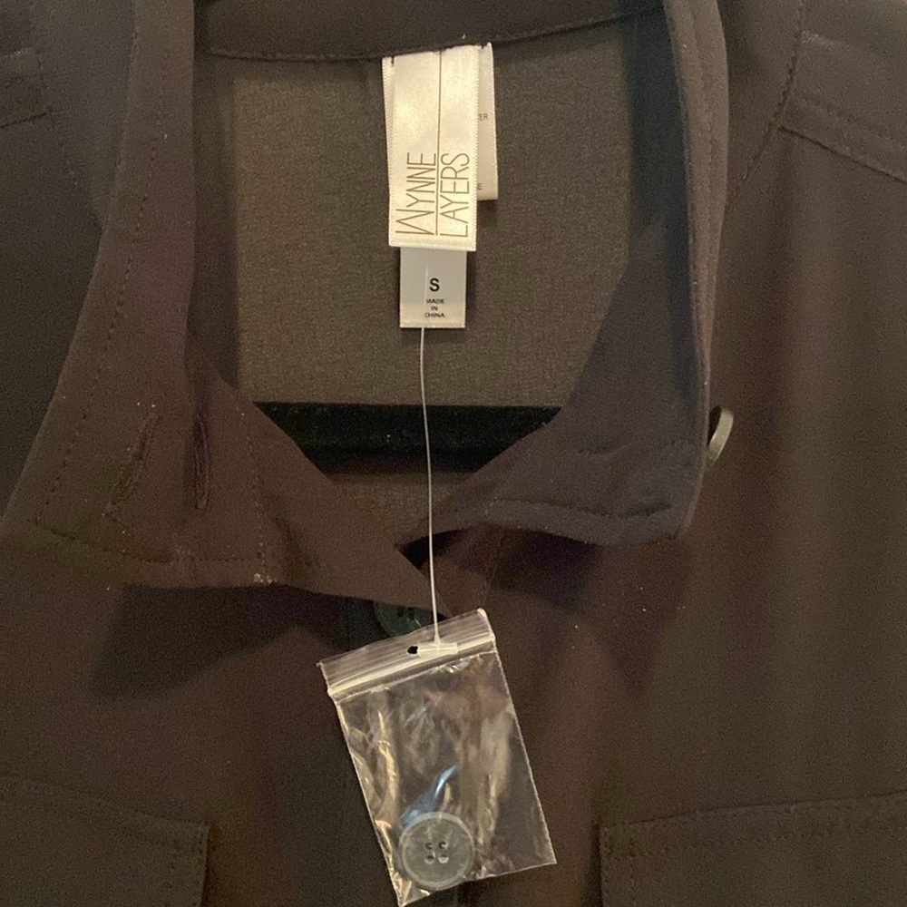 MarlaWynne Wynne Layers Chiffon Safari Jacket Black Size Small New - Picture 9 of 12